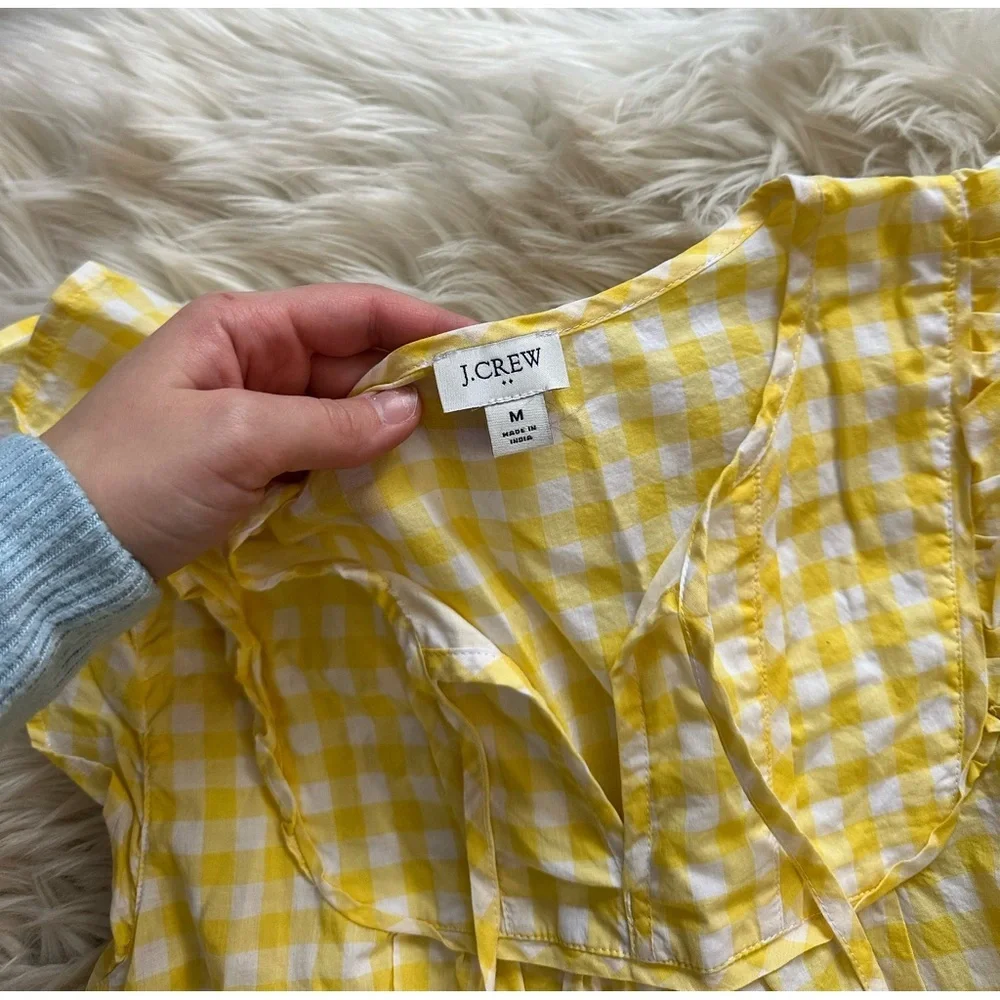 J.CREW Flutter Gingham Blouse In Yellow